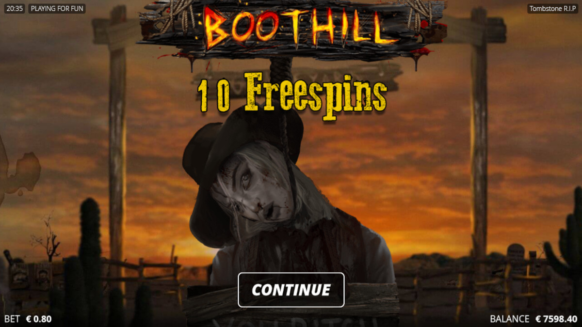 Tombstone RIP by Nolimit city, 10 free spins